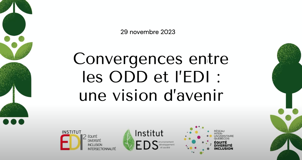 Convergences entre les ODD et l'EDI : une vision d'avenir du 29 novembre 2023